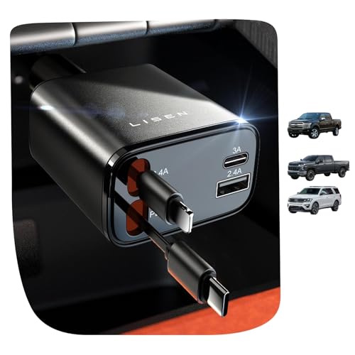 LISEN 2E7130 Retractable Car Charger 84W 4-in-1 Fast Charging Grey