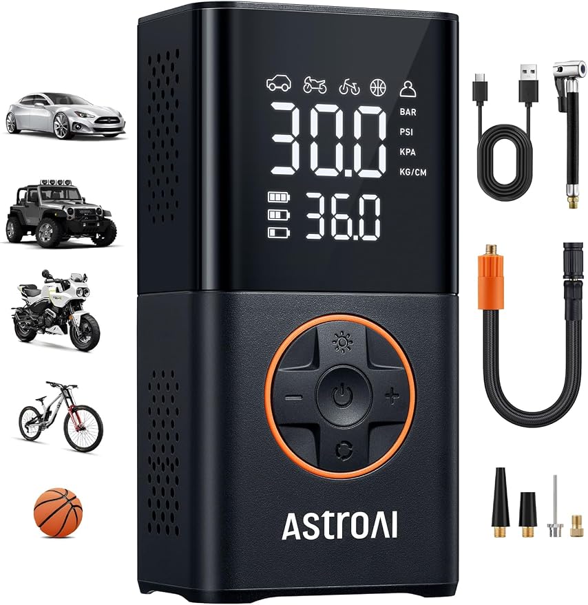 AstroAI L7 Cordless Tire Inflator 150 PSI Portable Air Compressor Orange