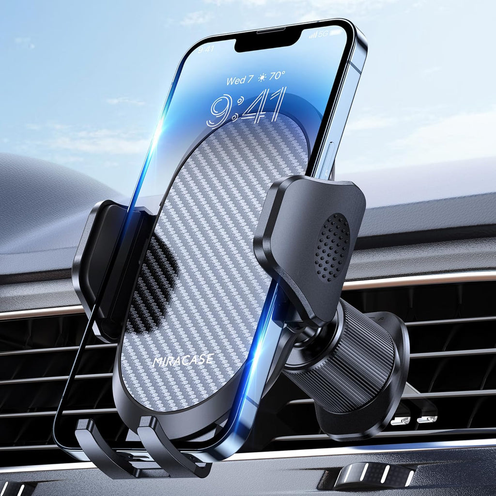 Miracase Car Phone Holder Mount Metal Hook Clip Air Vent Universal Cradle Dark Black