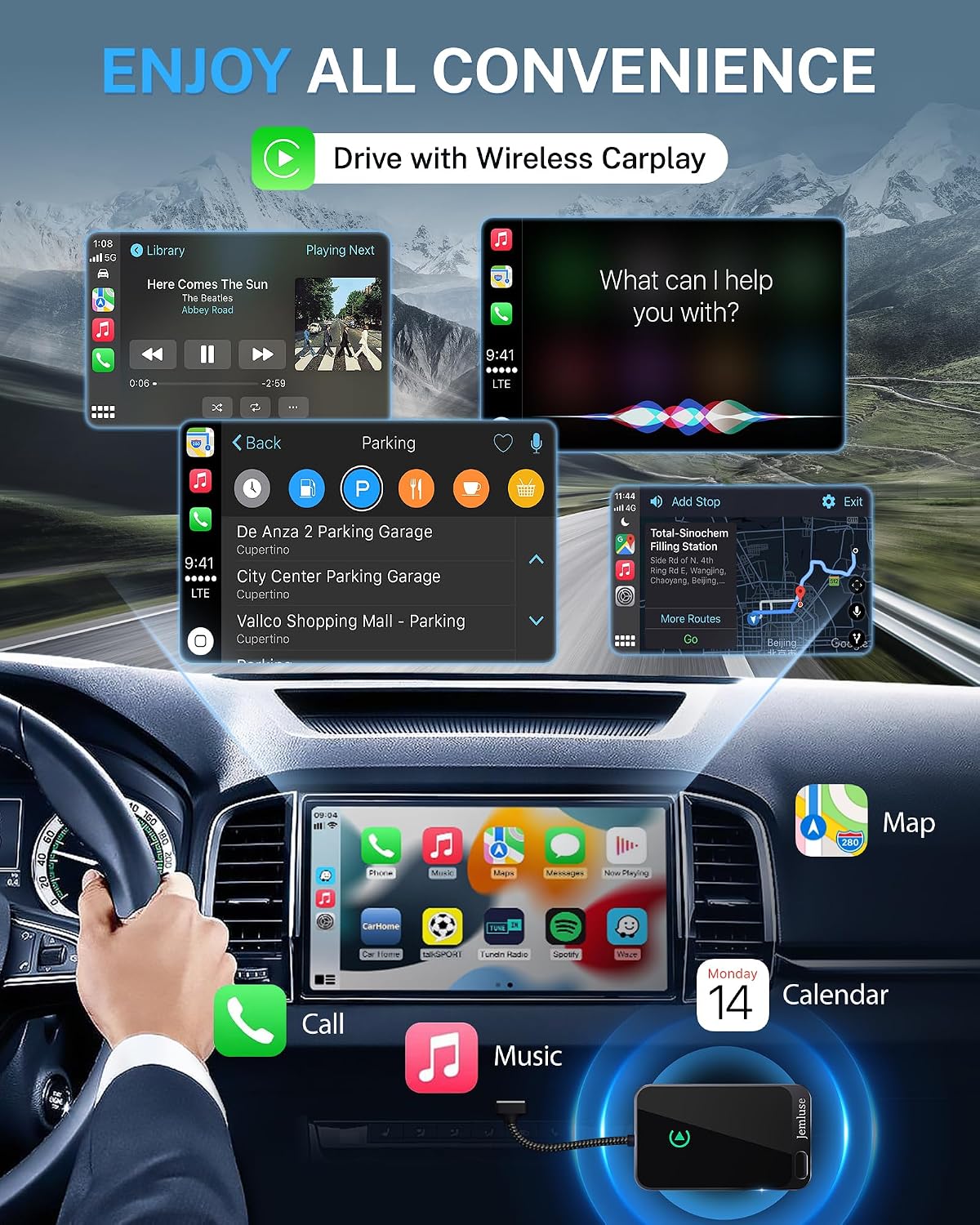Jemluse CTT168-1 Wireless CarPlay Adapter USB-C Gray