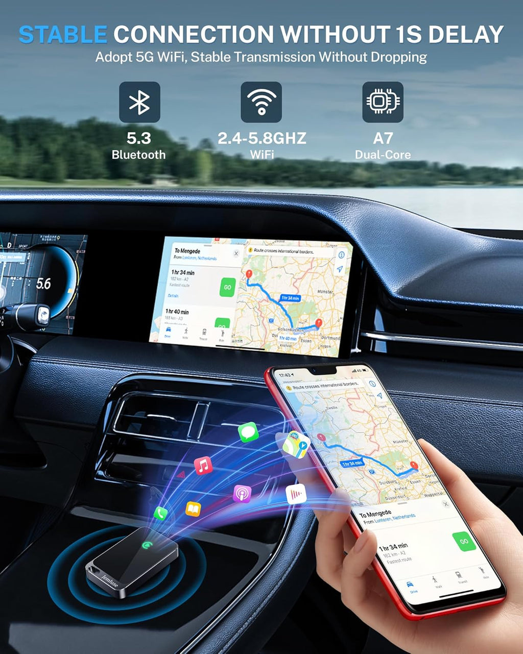 Jemluse CTT168-1 Wireless CarPlay Adapter USB-C Gray