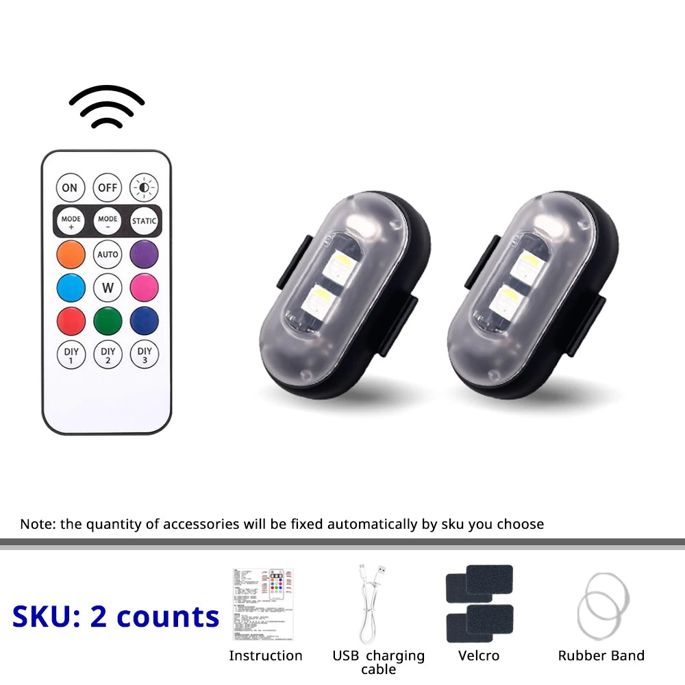 RGB LED Portable Party Light Wireless Remote Rechargeable Car Footwell Under Glow Kit