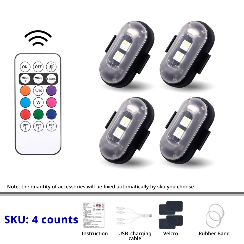 RGB LED Portable Party Light Wireless Remote Rechargeable Car Footwell Under Glow Kit