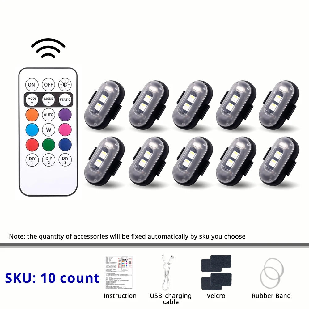 RGB LED Portable Party Light Wireless Remote Rechargeable Car Footwell Under Glow Kit