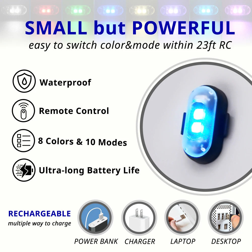RGB LED Portable Party Light Wireless Remote Rechargeable Car Footwell Under Glow Kit