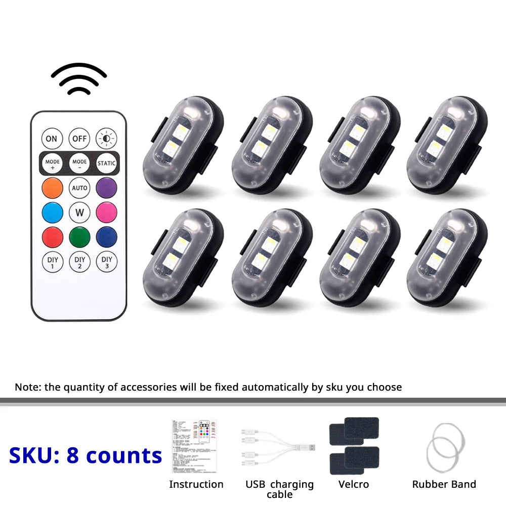 RGB LED Portable Party Light Wireless Remote Rechargeable Car Footwell Under Glow Kit