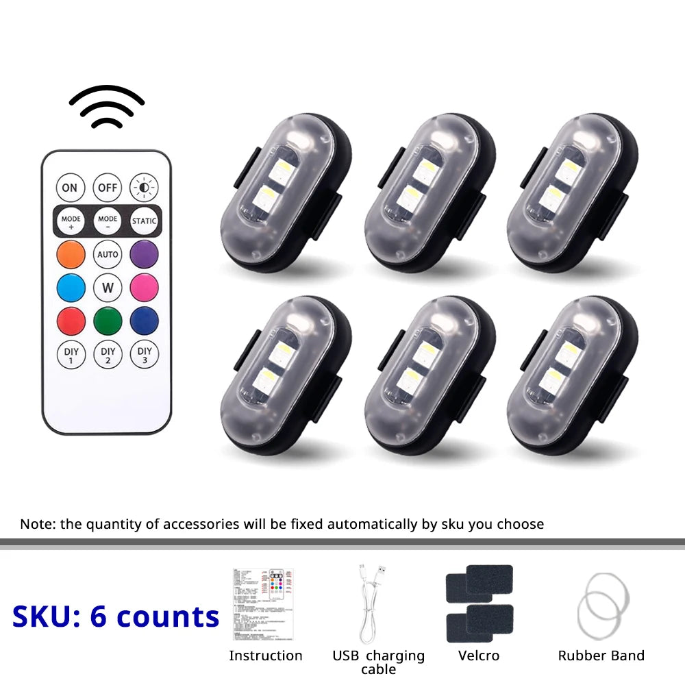 RGB LED Portable Party Light Wireless Remote Rechargeable Car Footwell Under Glow Kit