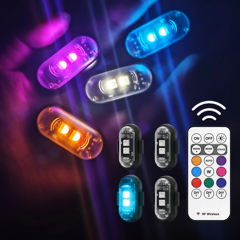 RGB LED Portable Party Light Wireless Remote Rechargeable Car Footwell Under Glow Kit