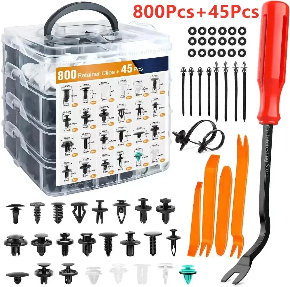 Car Fastener Clip Kit 800 Pcs Plastic Retainer Rivets with Removal Tool