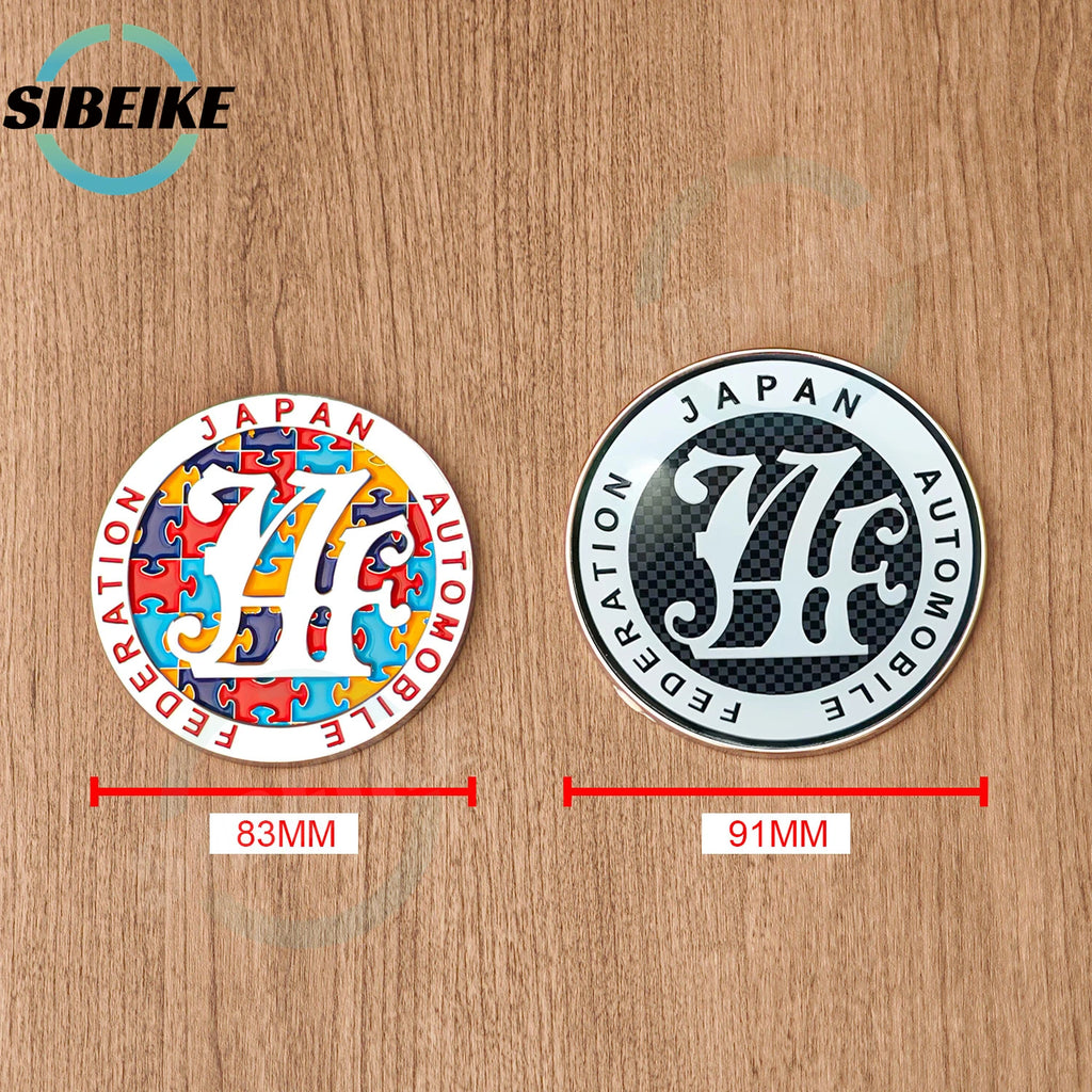 JAF Style Metal Front Grill Badge Emblem Universal Fit Chrome Surrounds