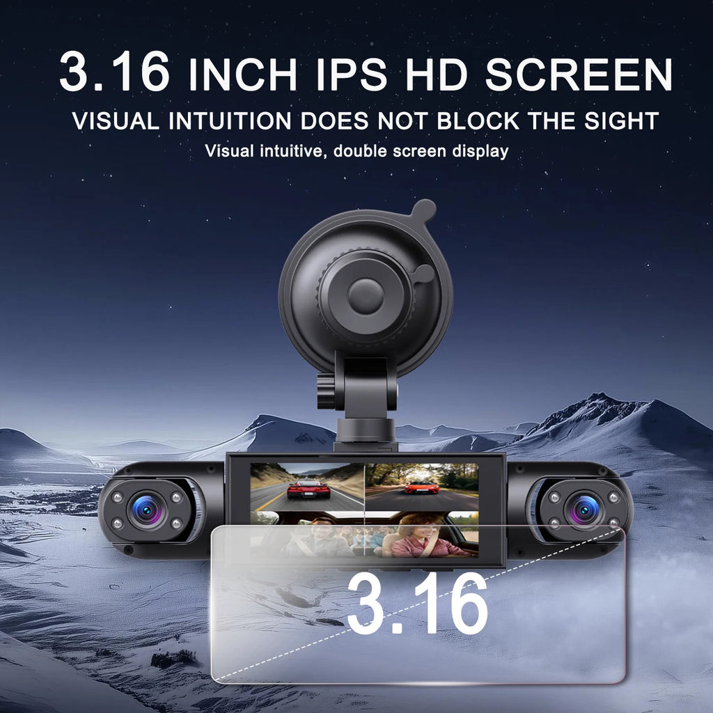 4-Lens 360° Dash Cam 1080P Front 720P Built-in Rear Left Right Cameras Night Vision Loop Recording G-Sensor WDR