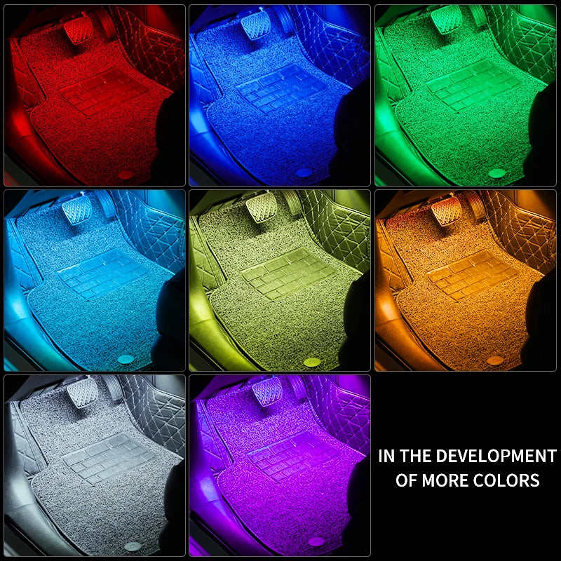 Neon LED Car Interior Ambient Foot Strip Light Kit RGB Backlight Remote App Music Control