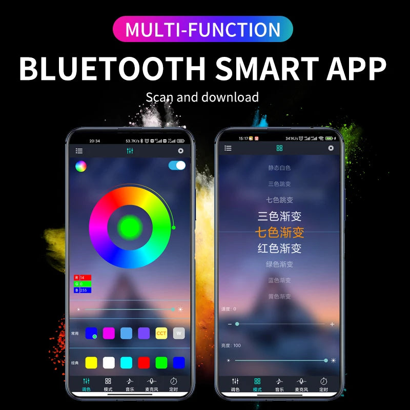 Neon LED Car Interior Ambient Foot Strip Light Kit RGB Backlight Remote App Music Control
