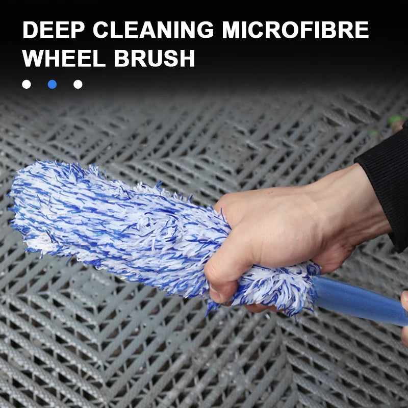 Car Wheel Tire Rim Cleaning Brush with Plush Microfiber Head