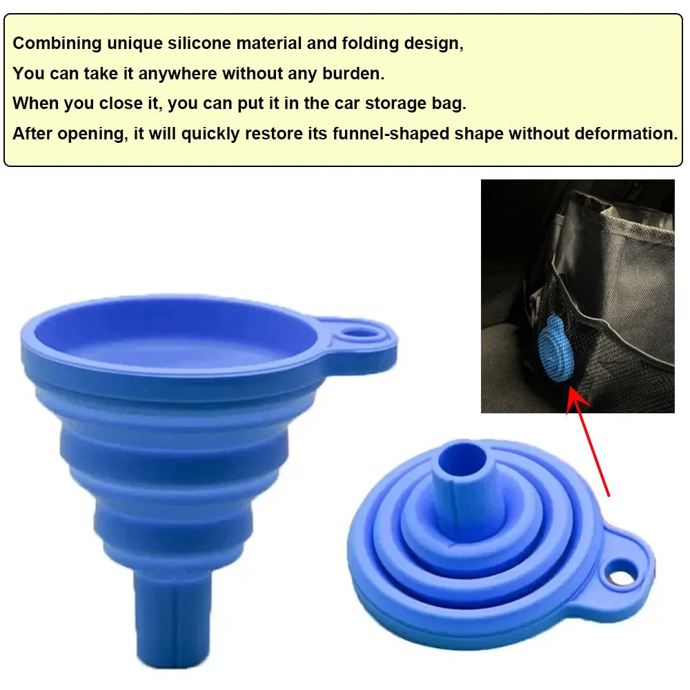 Collapsible Silicone Car Funnel Universal Engine Oil & Fluid Change