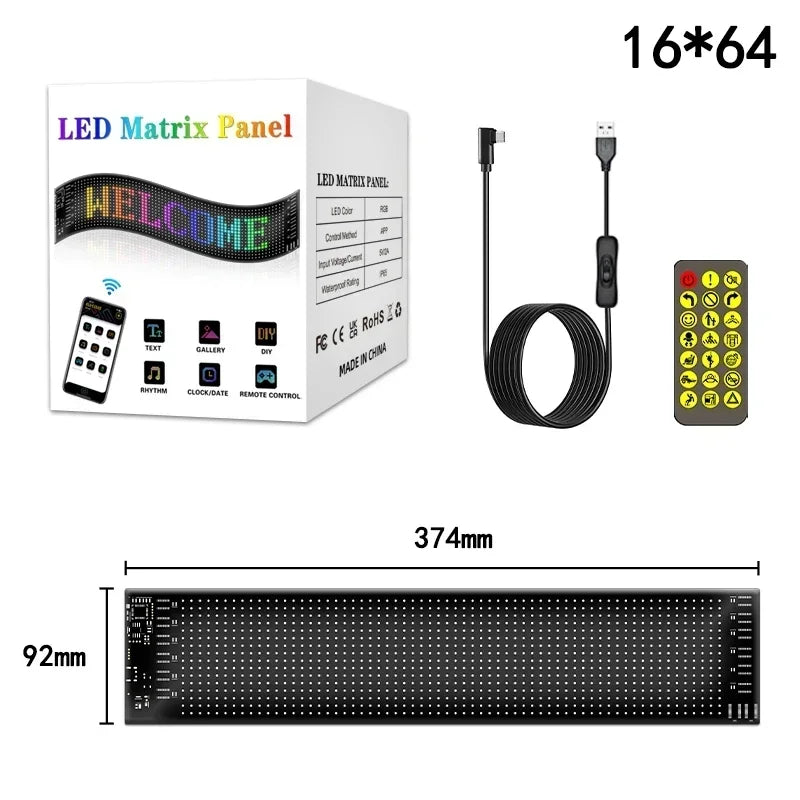 LED Sign Matrix Pixel Panel Scrolling Bright LED Eyes for Truck Signboard Flexible USB Car Sign Bluetooth App DIY Control