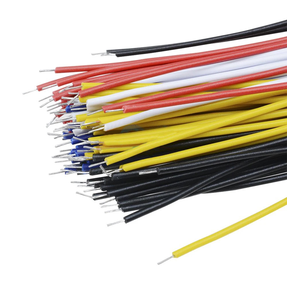100-Pack Tin Plated PCB Solder Jumper Wires 8-Inch Copper Conductor 5-Color Assortment
