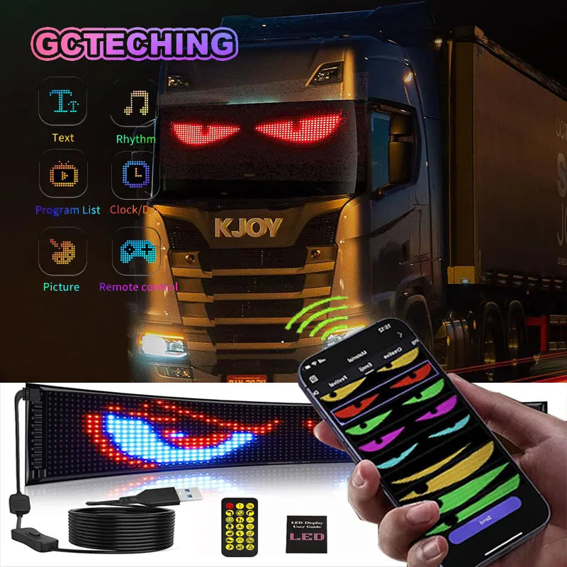 LED Sign Matrix Pixel Panel Scrolling Bright LED Eyes for Truck Signboard Flexible USB Car Sign Bluetooth App DIY Control
