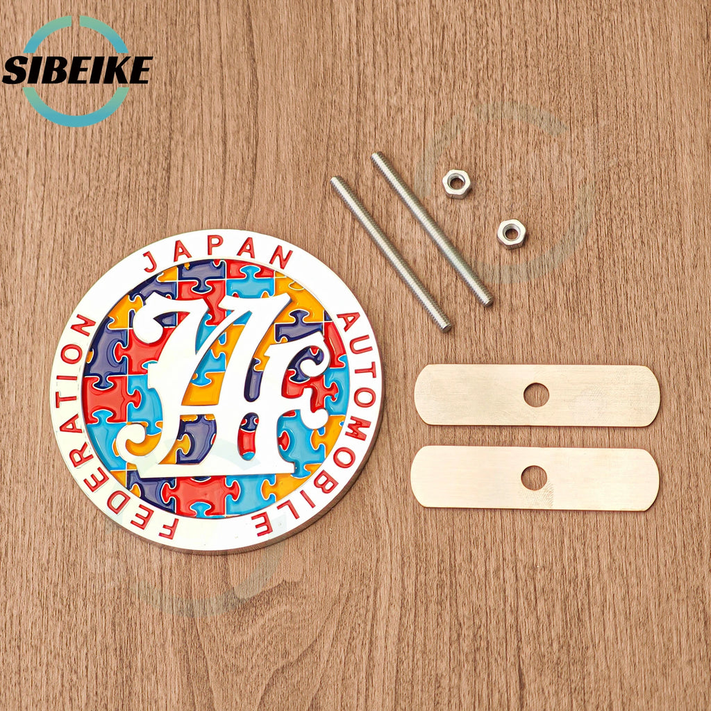 JAF Style Metal Front Grill Badge Emblem Universal Fit Chrome Surrounds
