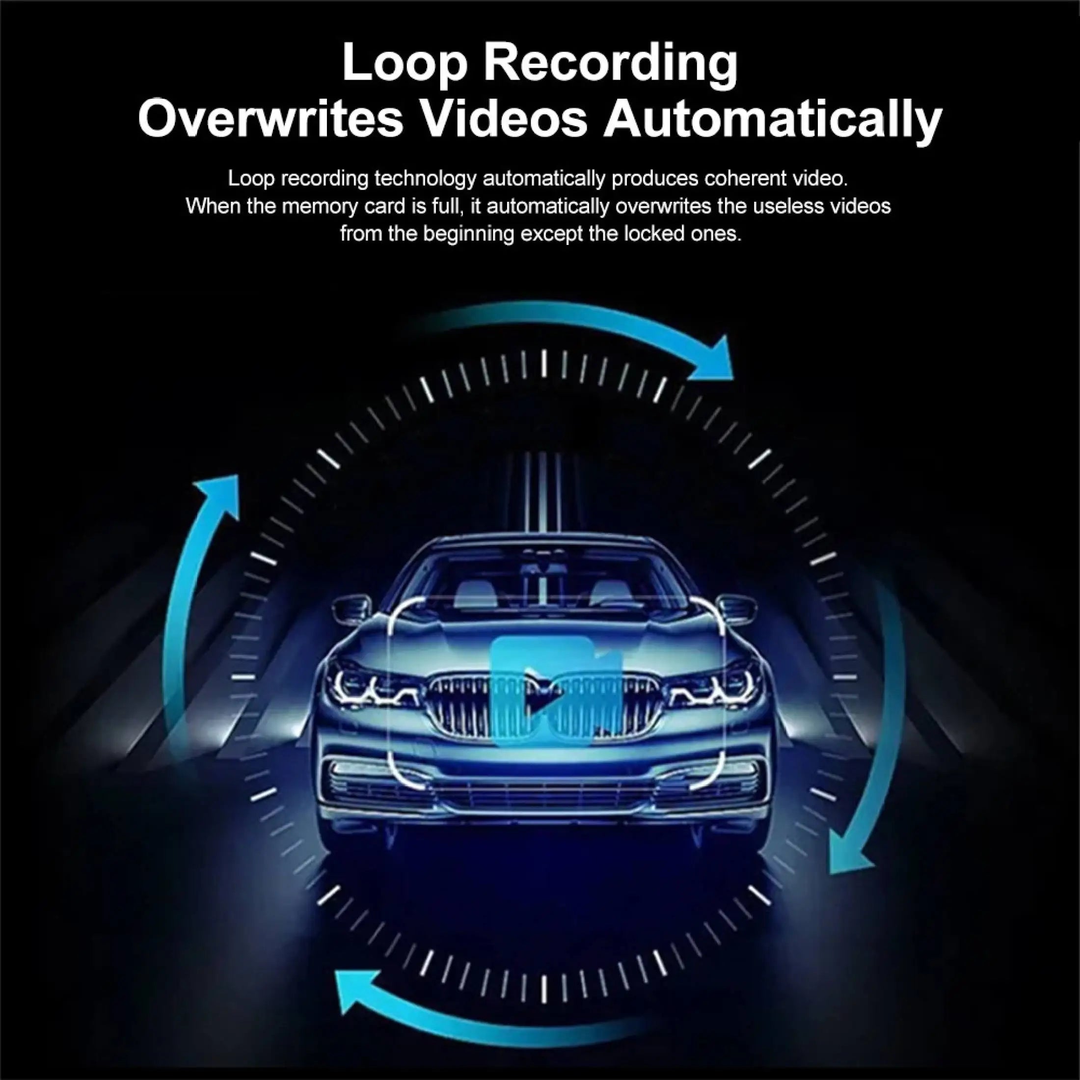 3-Channel 1080P Dash Cam with Front Inside Rear Cameras Night Vision G-Sensor Loop Recording