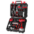 8V Cordless Drill 126-Piece Home Tool Kit with Hand Tools for Women Red