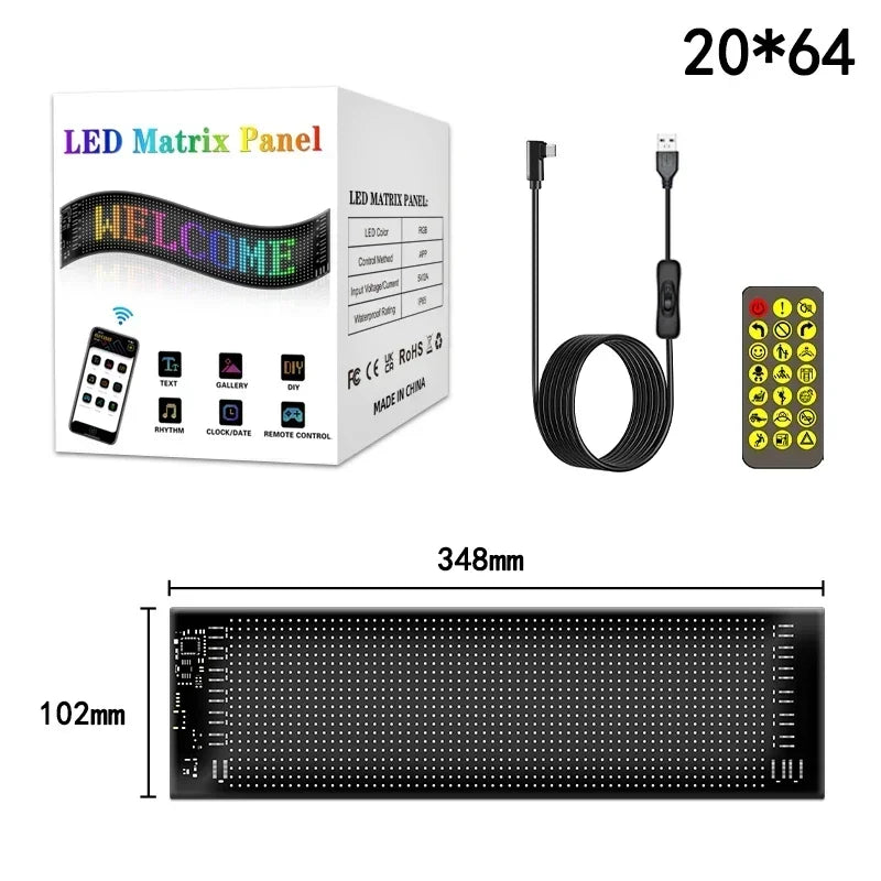 LED Sign Matrix Pixel Panel Scrolling Bright LED Eyes for Truck Signboard Flexible USB Car Sign Bluetooth App DIY Control