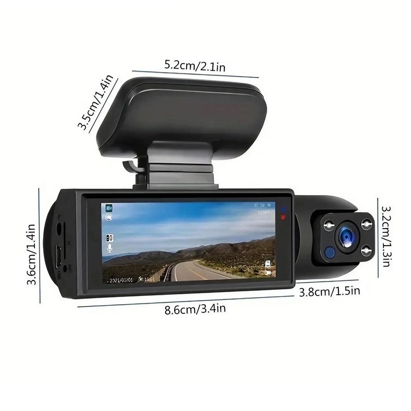 1080P Dual Dash Cam with Front and Rear Cameras Night Vision G-Sensor Loop Recording 3.16-Inch IPS Screen