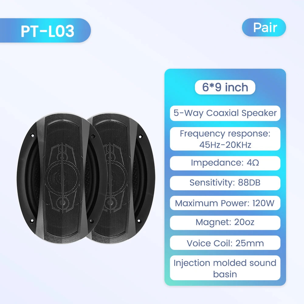 Universal Car Audio Coaxial Speakers 5-Inch 6.5-Inch 6x9-Inch HiFi Non-Destructive Installation 2-Pack