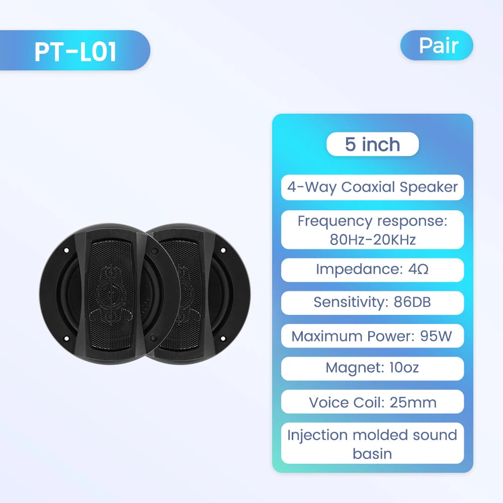 Universal Car Audio Coaxial Speakers 5-Inch 6.5-Inch 6x9-Inch HiFi Non-Destructive Installation 2-Pack