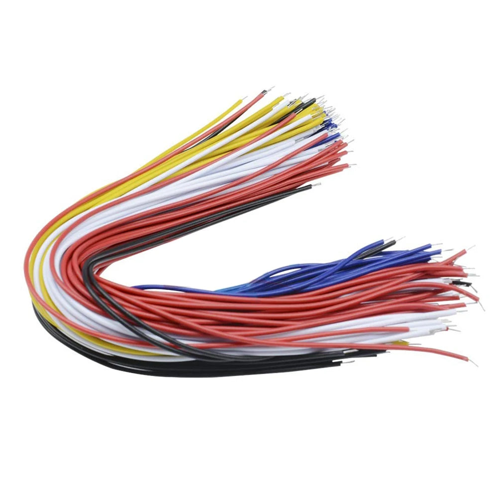 100-Pack Tin Plated PCB Solder Jumper Wires 8-Inch Copper Conductor 5-Color Assortment