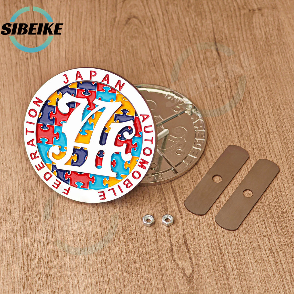 JAF Style Metal Front Grill Badge Emblem Universal Fit Chrome Surrounds