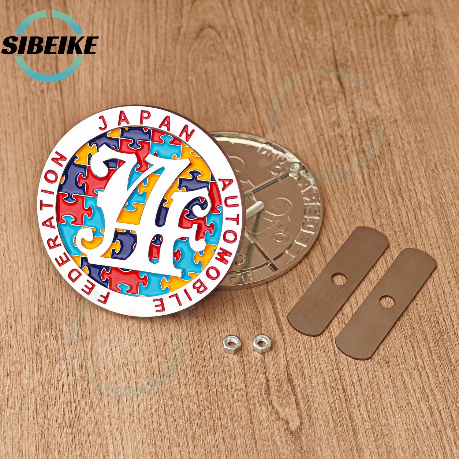 JAF Style Metal Front Grill Badge Emblem Universal Fit Chrome Surrounds