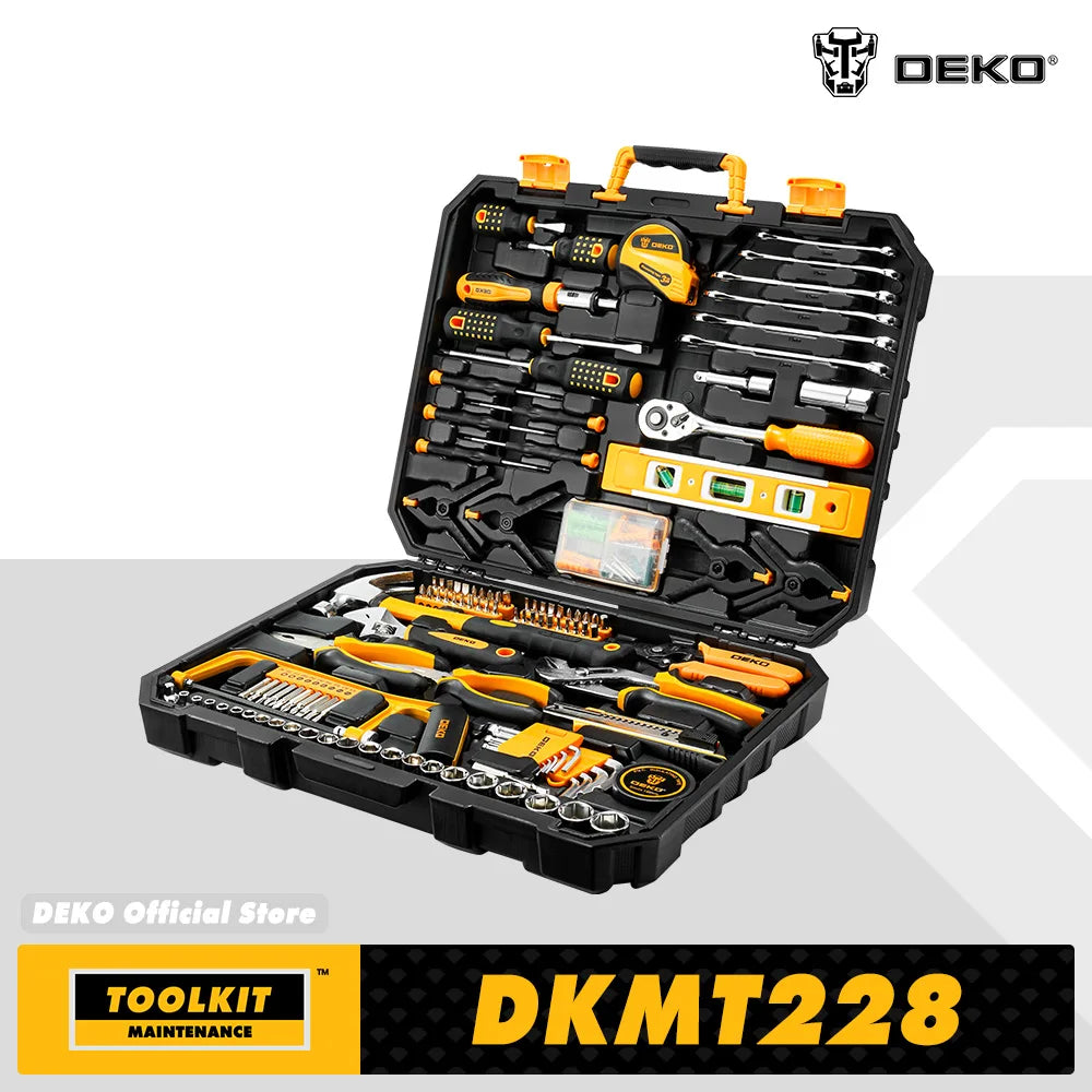228-Piece Socket Wrench Auto Repair Tool Combination Set with Plastic Toolbox Storage Case
