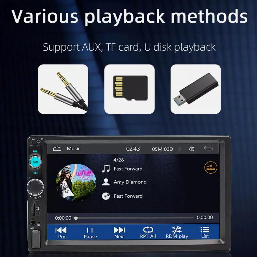 7-Inch Single DIN Car Stereo with Wired Apple CarPlay Android Auto Bluetooth FM Backup Camera
