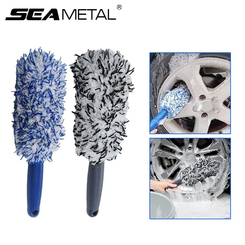 Car Wheel Tire Rim Cleaning Brush with Plush Microfiber Head