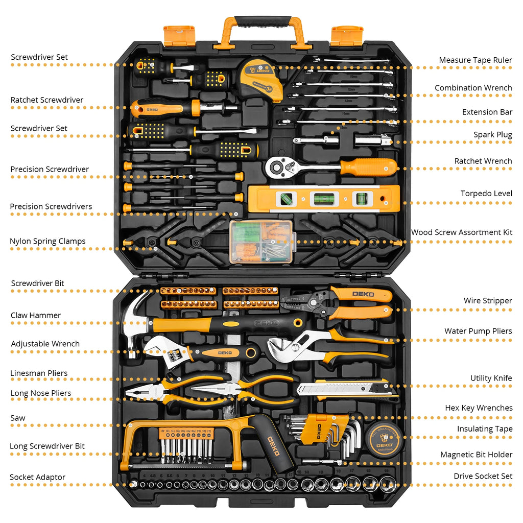 228-Piece Socket Wrench Auto Repair Tool Combination Set with Plastic Toolbox Storage Case