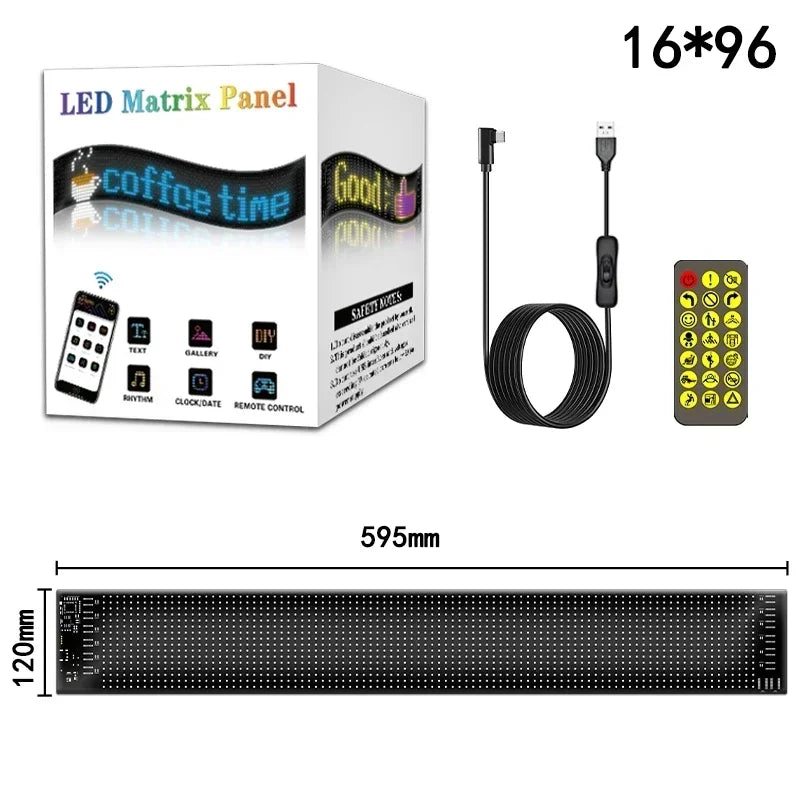 LED Sign Matrix Pixel Panel Scrolling Bright LED Eyes for Truck Signboard Flexible USB Car Sign Bluetooth App DIY Control