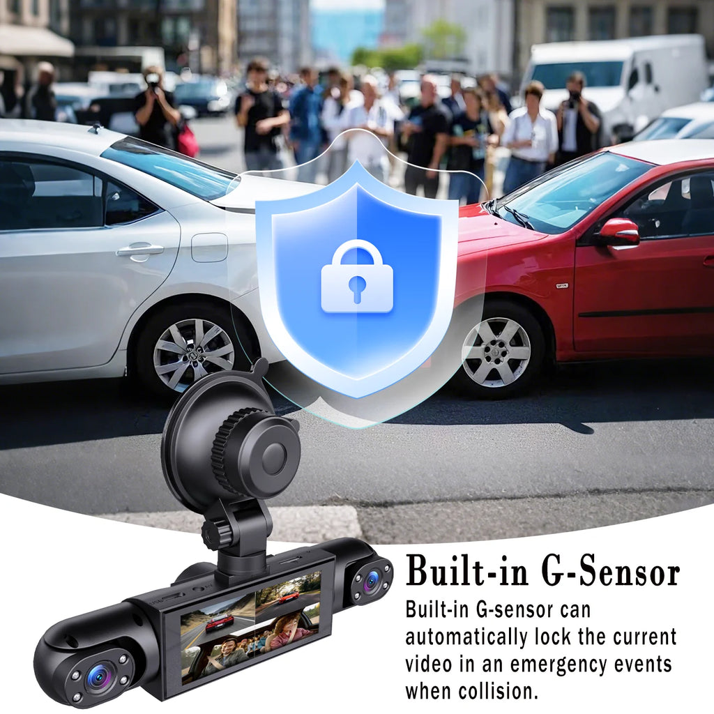 4-Lens 360° Dash Cam 1080P Front 720P Built-in Rear Left Right Cameras Night Vision Loop Recording G-Sensor WDR