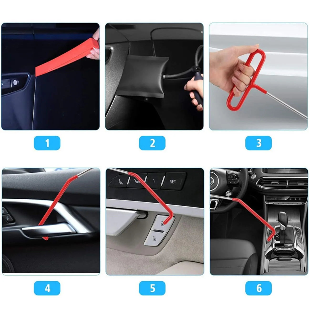 Car Door Window Unlock Tool Kit Air Wedge Bag Pump Auto Emergency Lockout Set