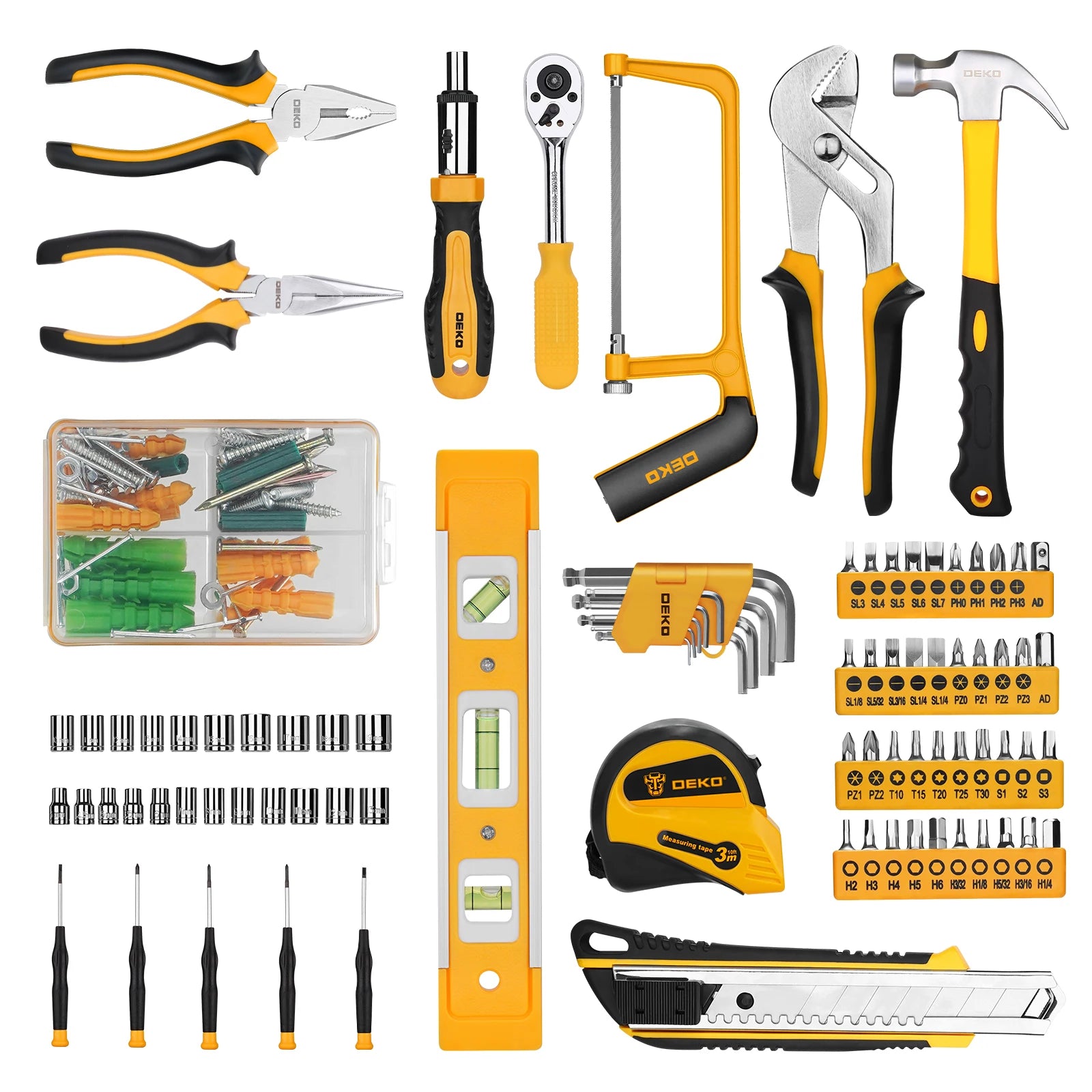 228-Piece Socket Wrench Auto Repair Tool Combination Set with Plastic Toolbox Storage Case
