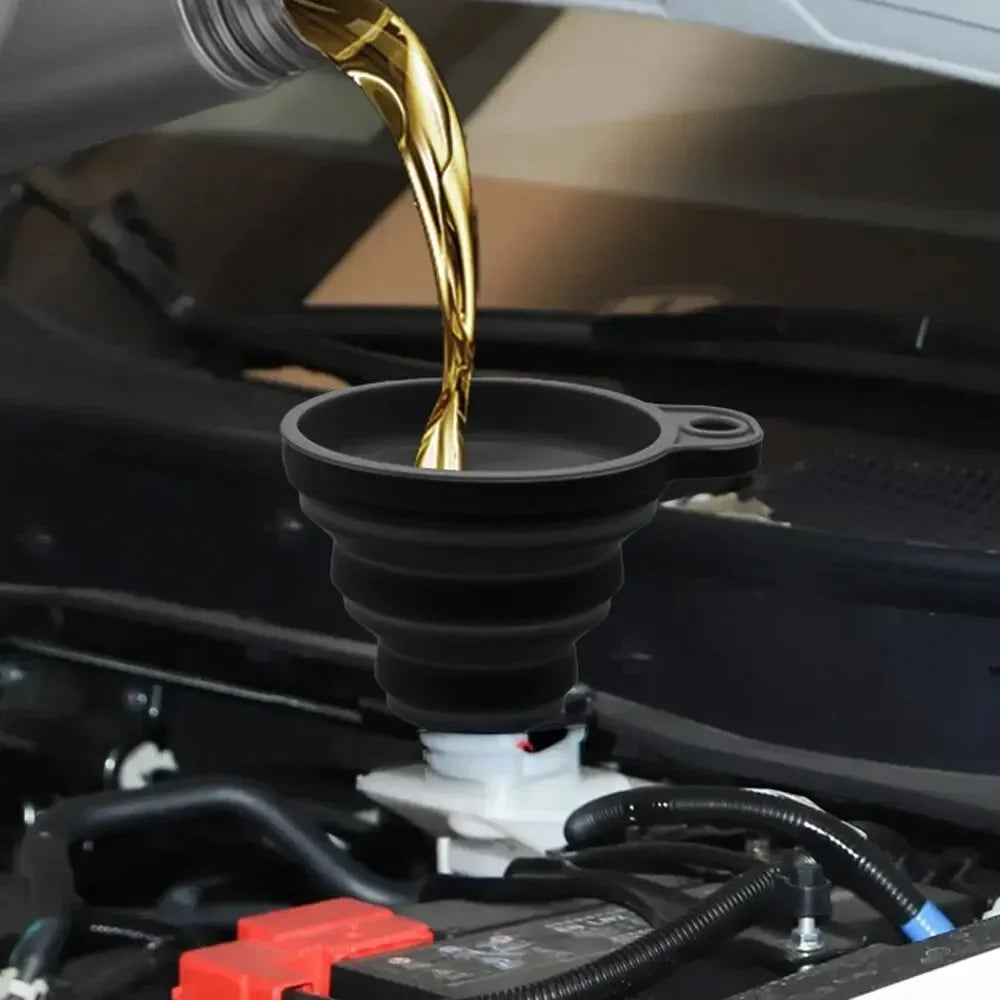 Collapsible Silicone Car Funnel Universal Engine Oil & Fluid Change