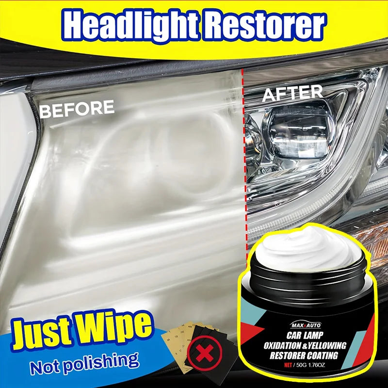 Car Headlight Restoration Polishing Kit Scratch Remover & Oxidation Cleaner Repair Paste