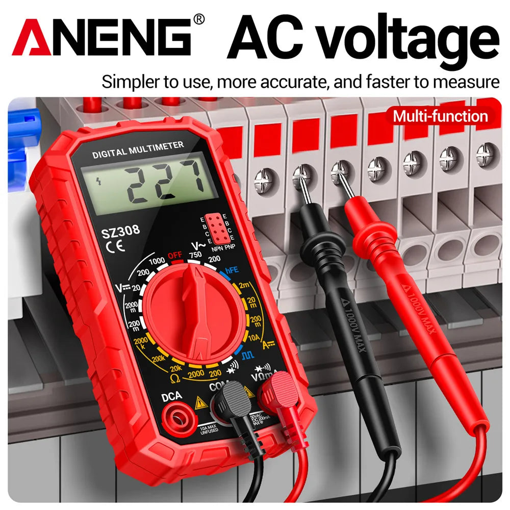 Digital Multimeter AC/DC Voltage Current Resistance Tester with LCD Screen