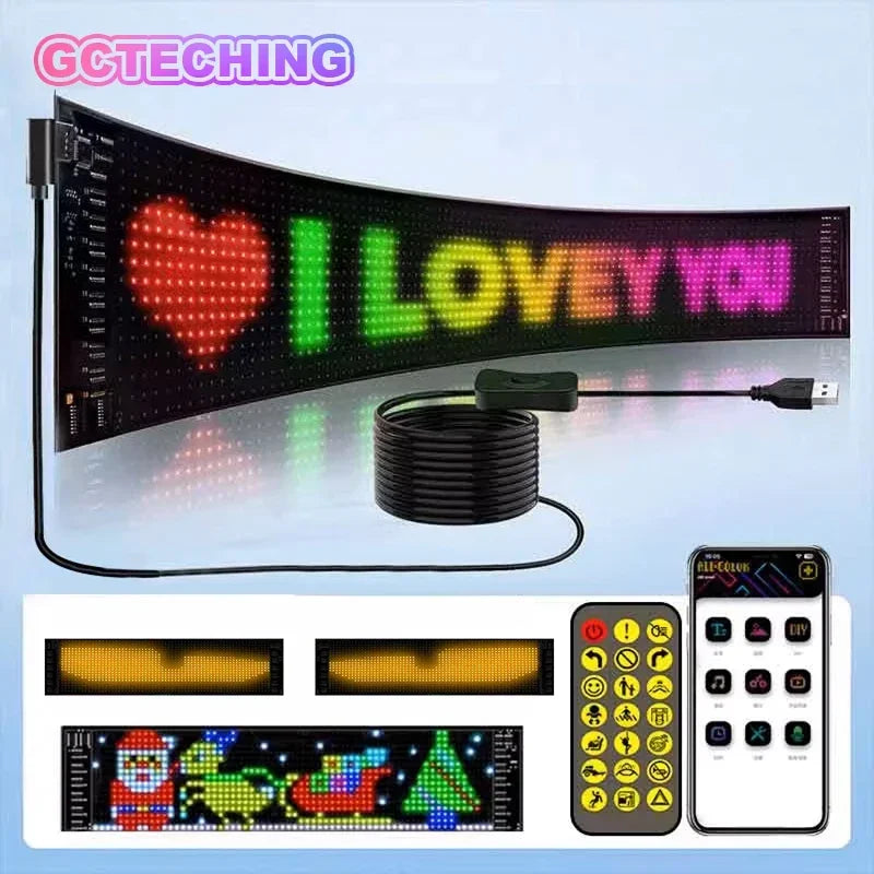 LED Sign Matrix Pixel Panel Scrolling Bright LED Eyes for Truck Signboard Flexible USB Car Sign Bluetooth App DIY Control