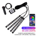 Neon LED Car Interior Ambient Foot Strip Light Kit RGB Backlight Remote App Music Control