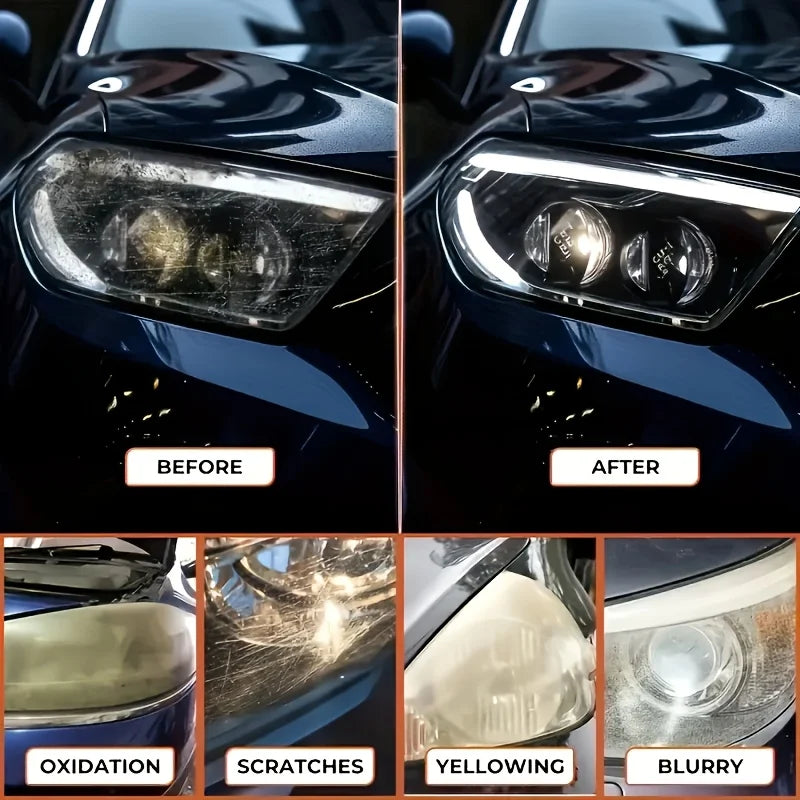 Car Headlight Restoration Polishing Kit Scratch Remover & Oxidation Cleaner Repair Paste