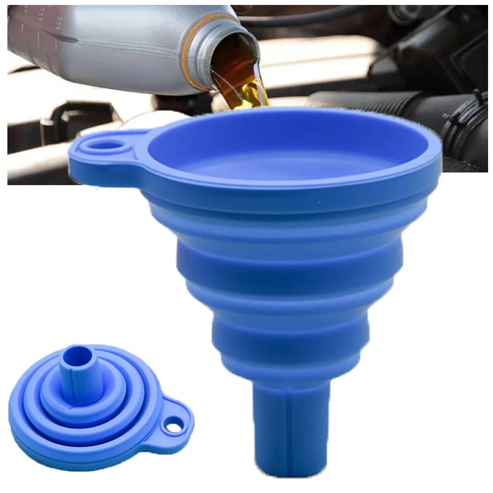 Collapsible Silicone Car Funnel Universal Engine Oil & Fluid Change