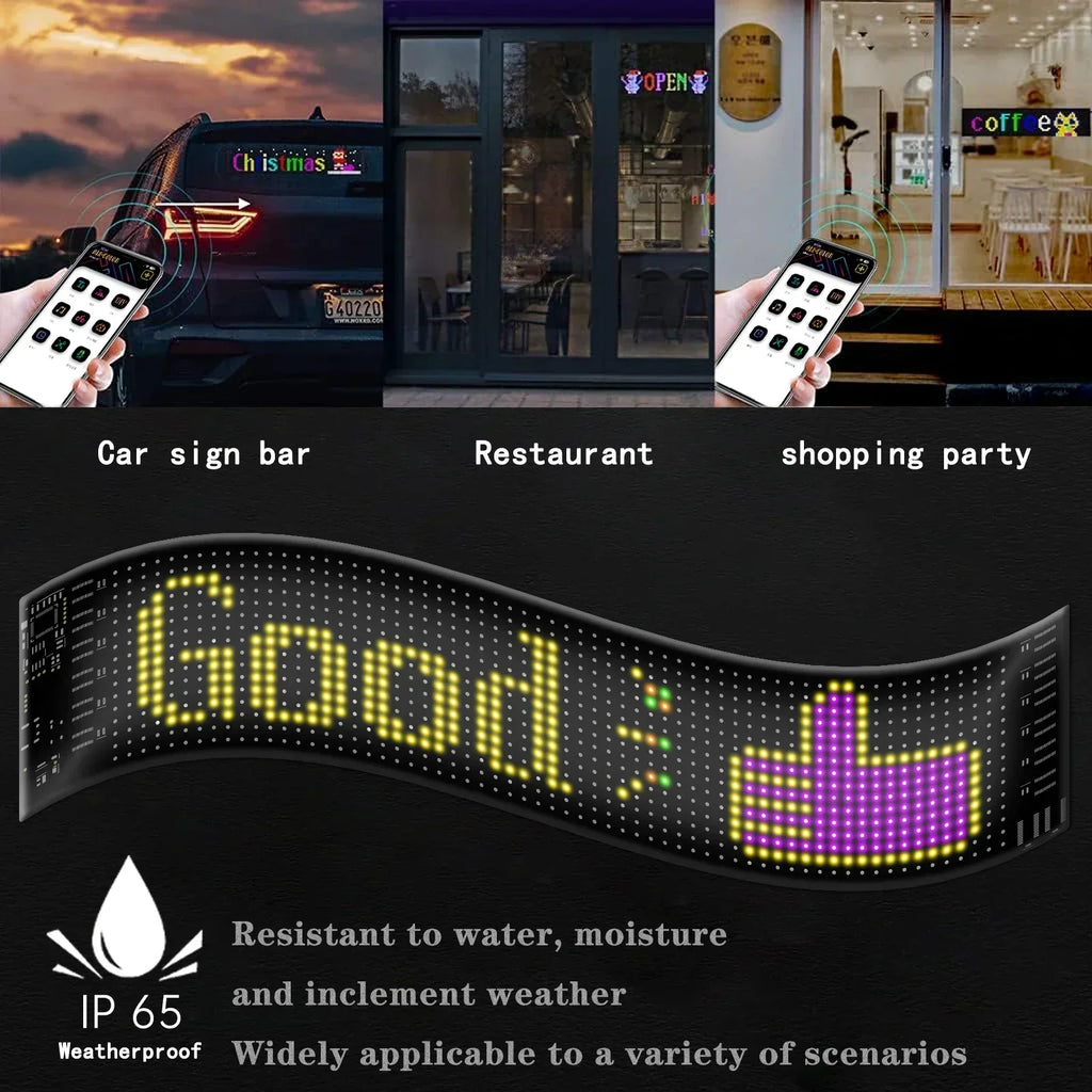 LED Sign Matrix Pixel Panel Scrolling Bright LED Eyes for Truck Signboard Flexible USB Car Sign Bluetooth App DIY Control