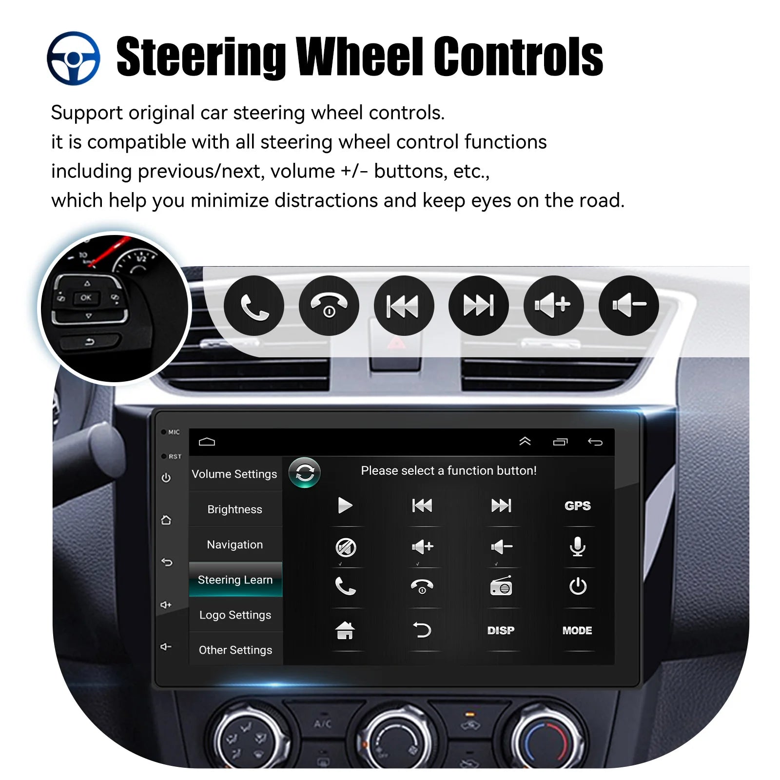 Android 15 Double DIN Car Stereo 4GB RAM 64GB ROM Wireless CarPlay Android Auto GPS FM Radio Touchscreen