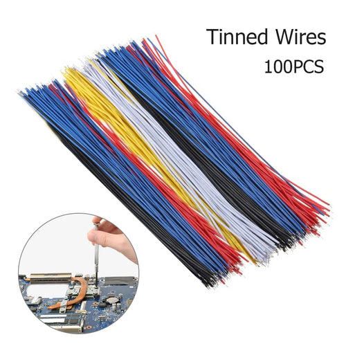 100-Pack Tin Plated PCB Solder Jumper Wires 8-Inch Copper Conductor 5-Color Assortment